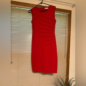 Calvin Klein Red Sleeveless Sheath Dress